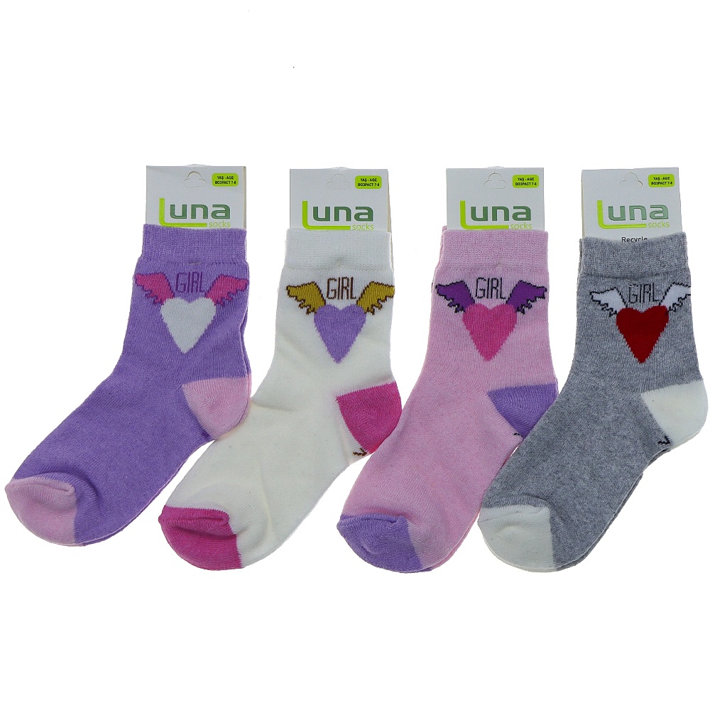 Luna 1752 Kız Çocuk Likralı Desenli Soket Çorap