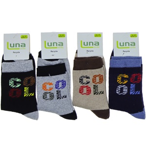 Luna 1752 Erkek Çocuk Likralı Desenli Soket Çorap - Karışık Renk