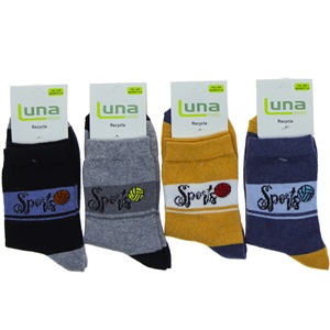 Luna 1752 Erkek Çocuk Likralı Desenli Soket Çorap - Karışık Renk