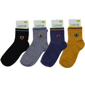 Luna 1752 Erkek Çocuk Likralı Desenli Soket Çorap - Karışık Renk