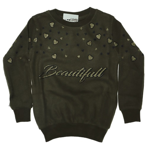 2008 Beautiful Kalp Baskılı Kız Selanik Sweatshirt 5-8 Yaş