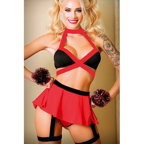 Nightlight 3416 Bayan Ponpon Kız Kostüm Fantazi Gecelik - Kırmızı