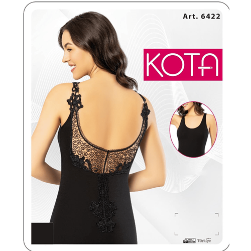 Kota 6422 Bayan Sırt Detay Güpürlü Model Atlet - Siyah