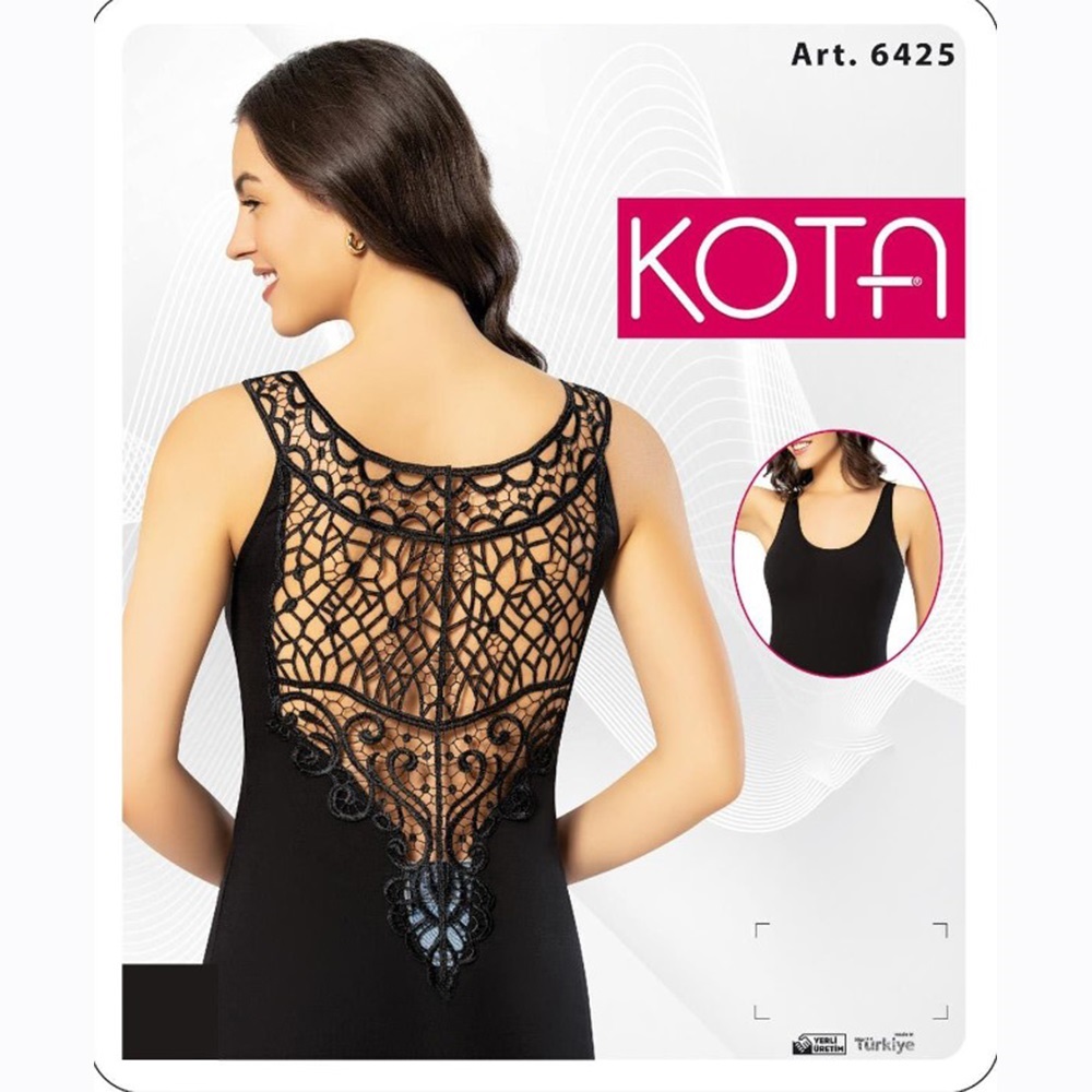 Kota 6425 Bayan Sırt Detay Güpürlü Model Atlet - Siyah