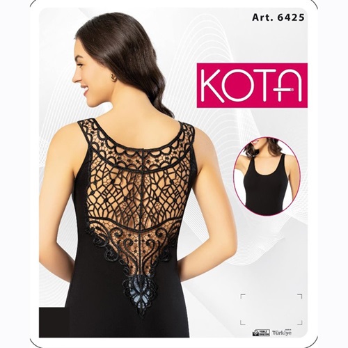 Kota 6425 Bayan Sırt Detay Güpürlü Model Atlet - Siyah