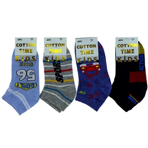 Cotton Tıme Erkek Çocuk Etiketli Likralı Desenli Patik Çorap