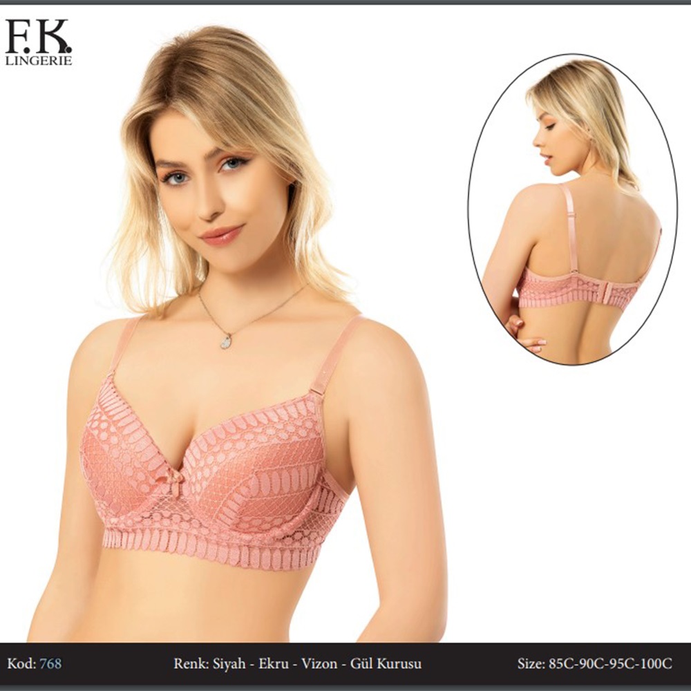 F.K 768 Bayan Dantelli Destekli Sütyen Cup C 85 -100