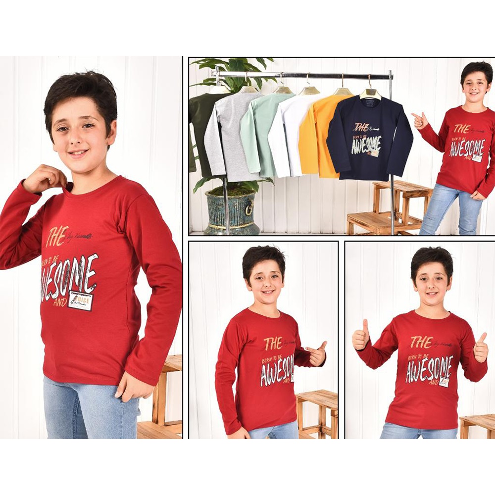 Kardeşler Lıfe Erkek Çocuk Penye The Awesome Baskılı Uzun Kol Badi 3-7 Yaş
