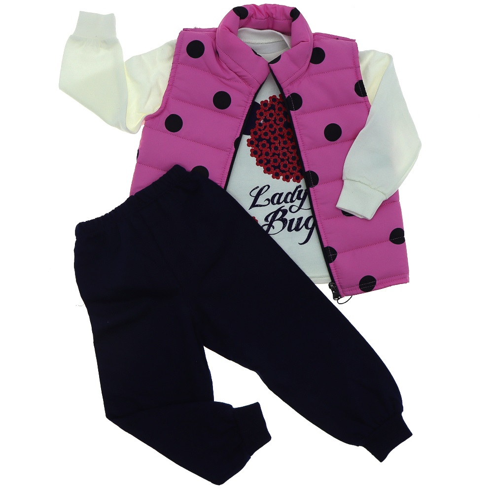 Naz Mix 798 Kız Çocuk Şişme Yelekli 2 İp Uğur Böcekli Baskılı 3lü Takım 2-3-4 Yaş - Kırmızı - 2-3-4 YAŞ