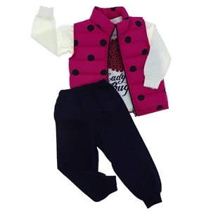 Naz Mix 798 Kız Çocuk Şişme Yelekli 2 İp Uğur Böcekli Baskılı 3lü Takım 2-3-4 Yaş - Kırmızı - 2-3-4 YAŞ