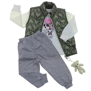 Naz Mix 810 Kız Çocuk Şişme Yelekli 2 İp Kalp Baskılı 3lü Takım 2-3-4 Yaş - Fuşya - 2-3-4 YAŞ