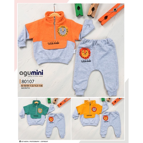 Agumini Baby 80107 Erkek Bebe Aslan Süzine Nak Takım 6-18 Ay