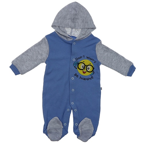 B&B Burber 2037 Bebe Emoji Nakışlı Penye Tulum 3-6-9 Ay