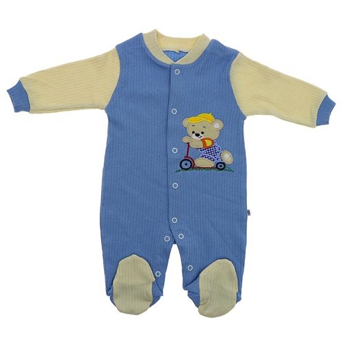 B&B Burber 2040 Erkek Bebe Scoter Ayı Nakışlı Penye Tulum 3-6-9 Ay