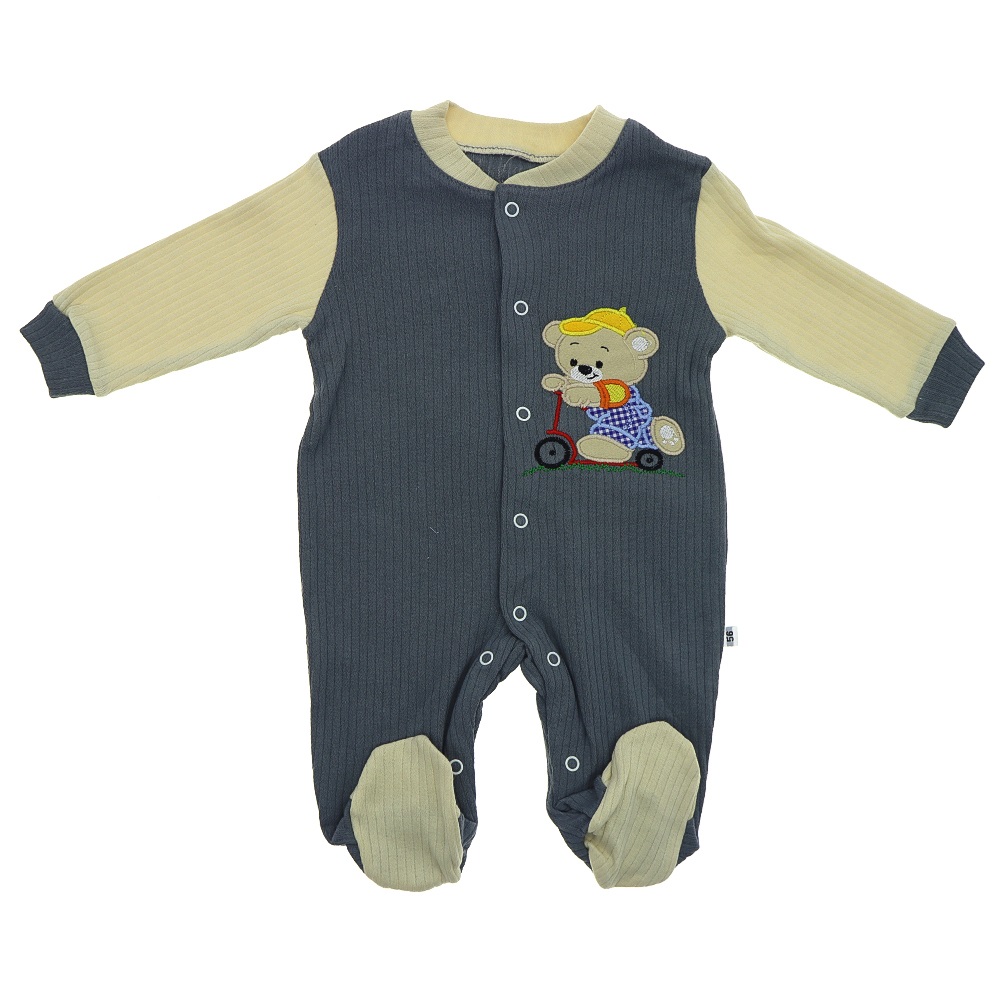 B&B Burber 2040 Erkek Bebe Scoter Ayı Nakışlı Penye Tulum 3-6-9 Ay