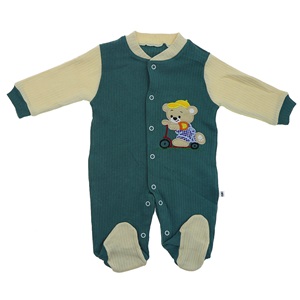 B&B Burber 2040 Erkek Bebe Scoter Ayı Nakışlı Penye Tulum 3-6-9 Ay