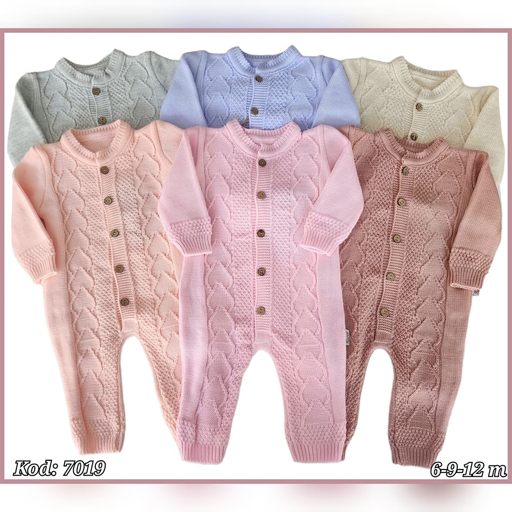 Becol 7019 Kız Çocuk Kalpli Triko Şapkalı Tulum 6-9-12 Ay - Pembe - 6-9-12 AY - 24517-Pembe-6-9-12 AY