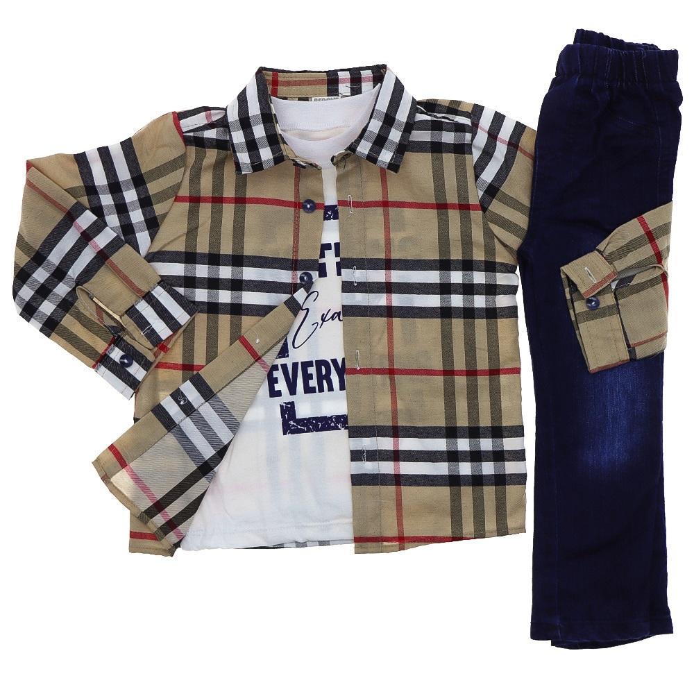 Beboys Erkek 1074 Erkek Burbery 3 Lü Takım 1-3 Yaş - Haki - 1-2-3 YAŞ - 24543-Haki-1-2-3 YAŞ