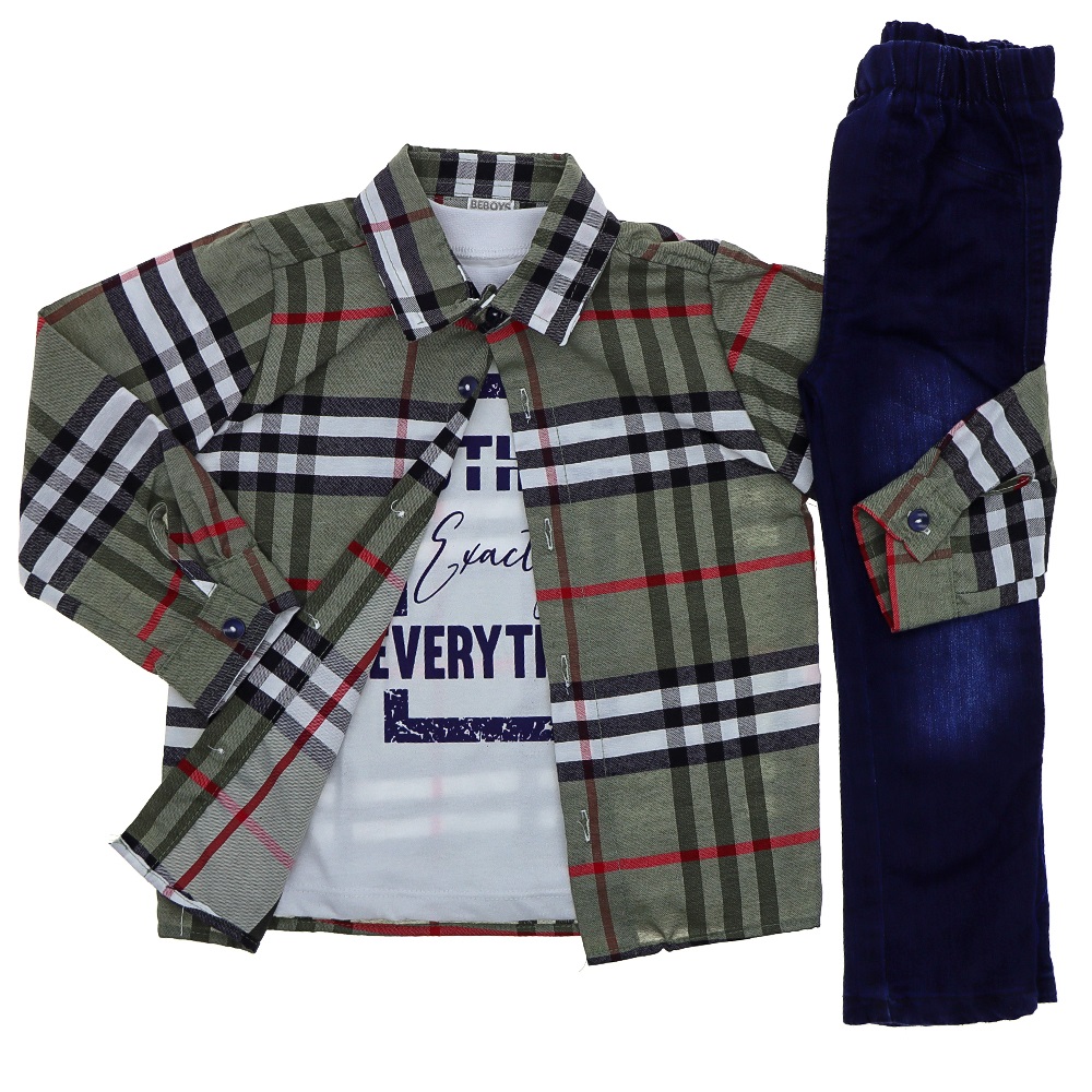 Beboys Erkek 1074 Erkek Burbery 3 Lü Takım 1-3 Yaş - Haki - 1-2-3 YAŞ - 24543-Haki-1-2-3 YAŞ