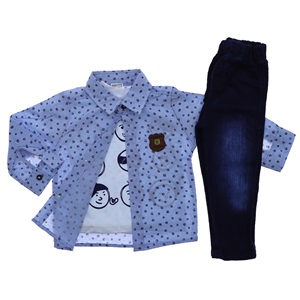 Beboys Erkek 1076 Erkek Çıtır Desenli 3 Lü Takım 1-3 Yaş - Mavi - 1-2-3 YAŞ