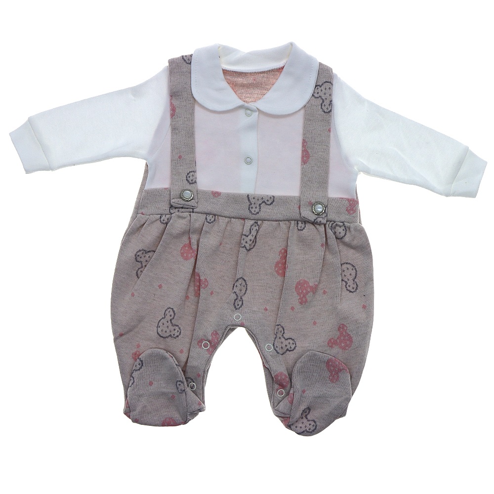 Blue Armi 812 Kız Bebe Penye Jakarlı Baskılı Tulum 3-6-9 Ay - Pudra