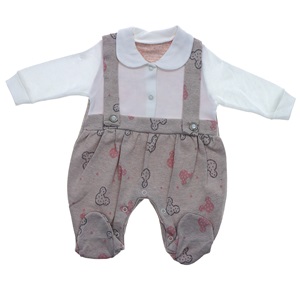 Blue Armi 812 Kız Bebe Penye Jakarlı Baskılı Tulum 3-6-9 Ay - Pudra