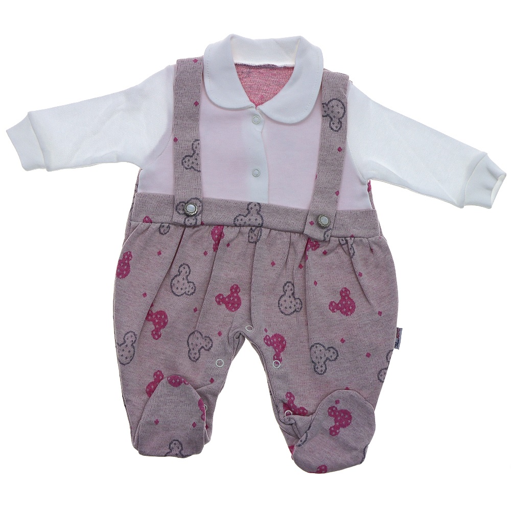 Blue Armi 812 Kız Bebe Penye Jakarlı Baskılı Tulum 3-6-9 Ay - Pudra