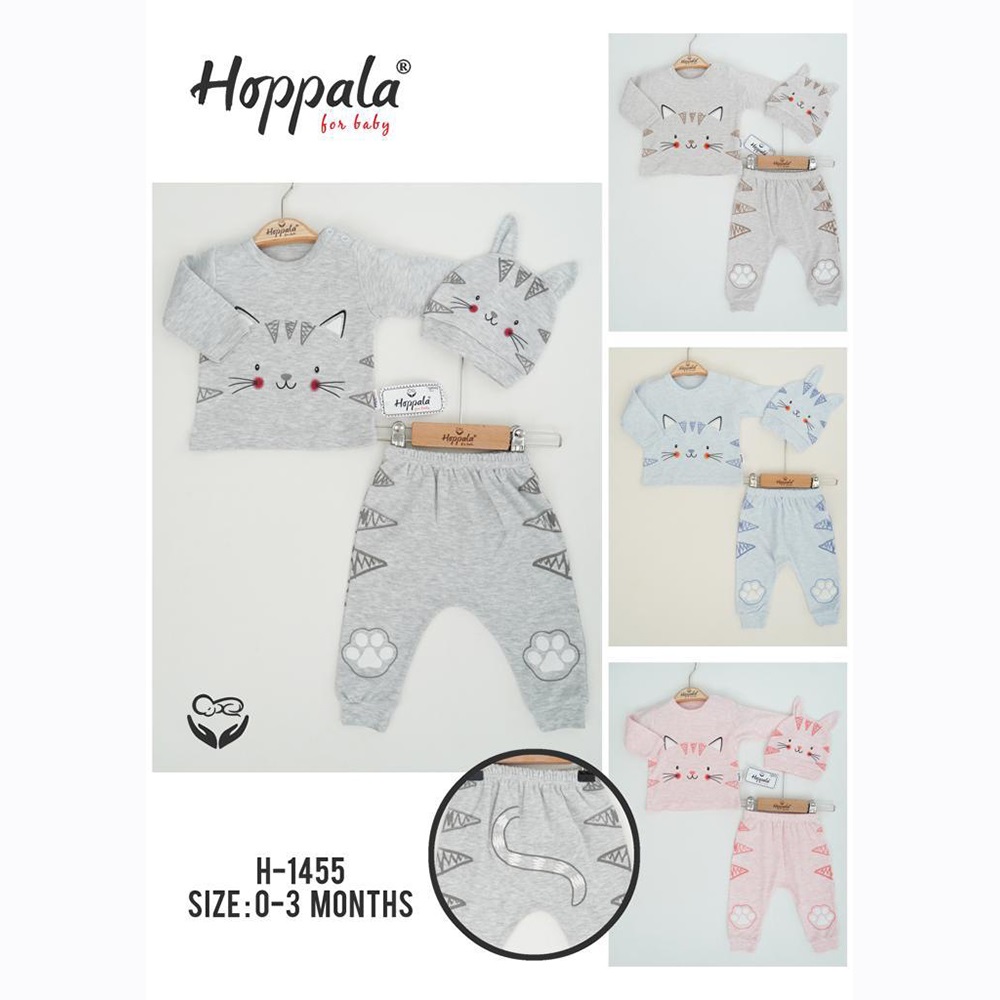 Hoppala 1455 Bebe Penye Cat Kostüm Şapkalı Takım 0-3 Ay