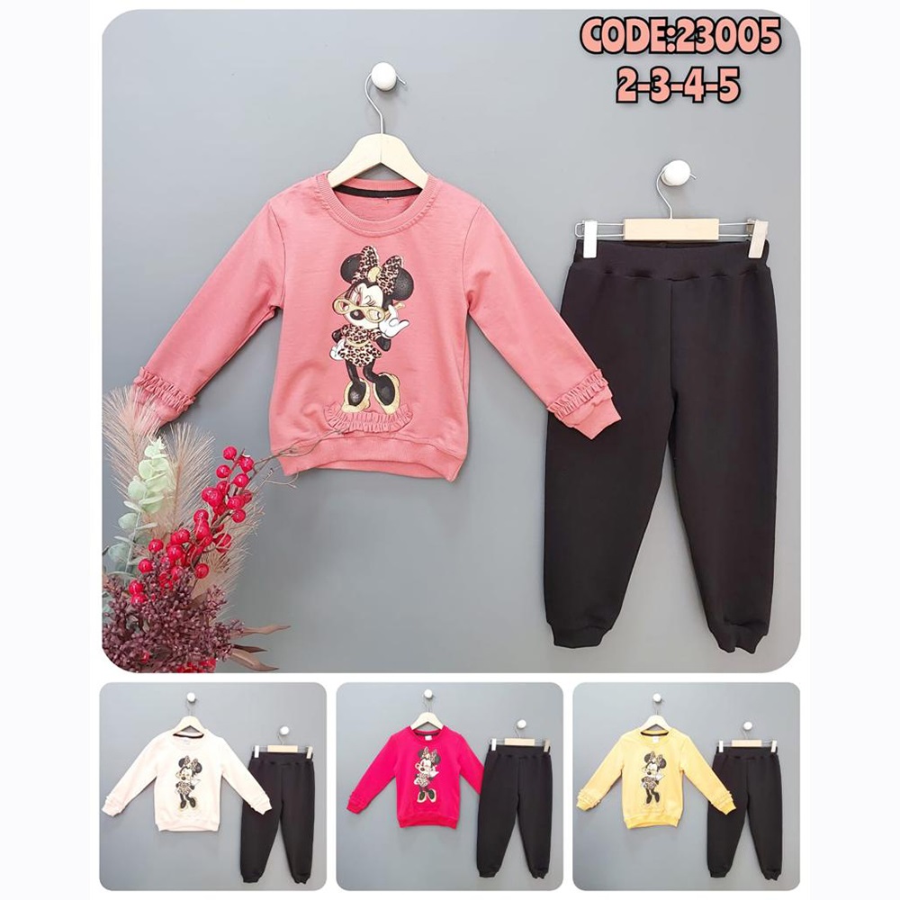 Zara Kıds 23005 Kız Çocuk Gözlüklü Minnie Mouse Baskılı Takım 2-5 Yaş