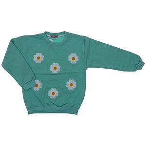 Cicigiy Kız Çocuk Çiçek Nakışlı 2 İplik Sweat 8-12 Yaş
