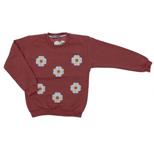 Cicigiy Kız Çocuk Çiçek Nakışlı 2 İplik Sweat 3-7 Yaş