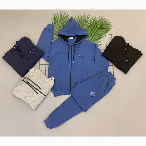 Tomıco 720091 Erkek Çocuk Penye Nakış Model Kapşonlu Takım 5-8 Yaş - Siyah