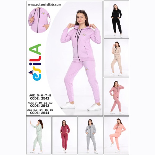 Esila2544 Kız Penye Kapşonlu Fermuarlı İtsa Good Life baskılı Takım 13-16 Yaş - Somon - 13-16 YAŞ