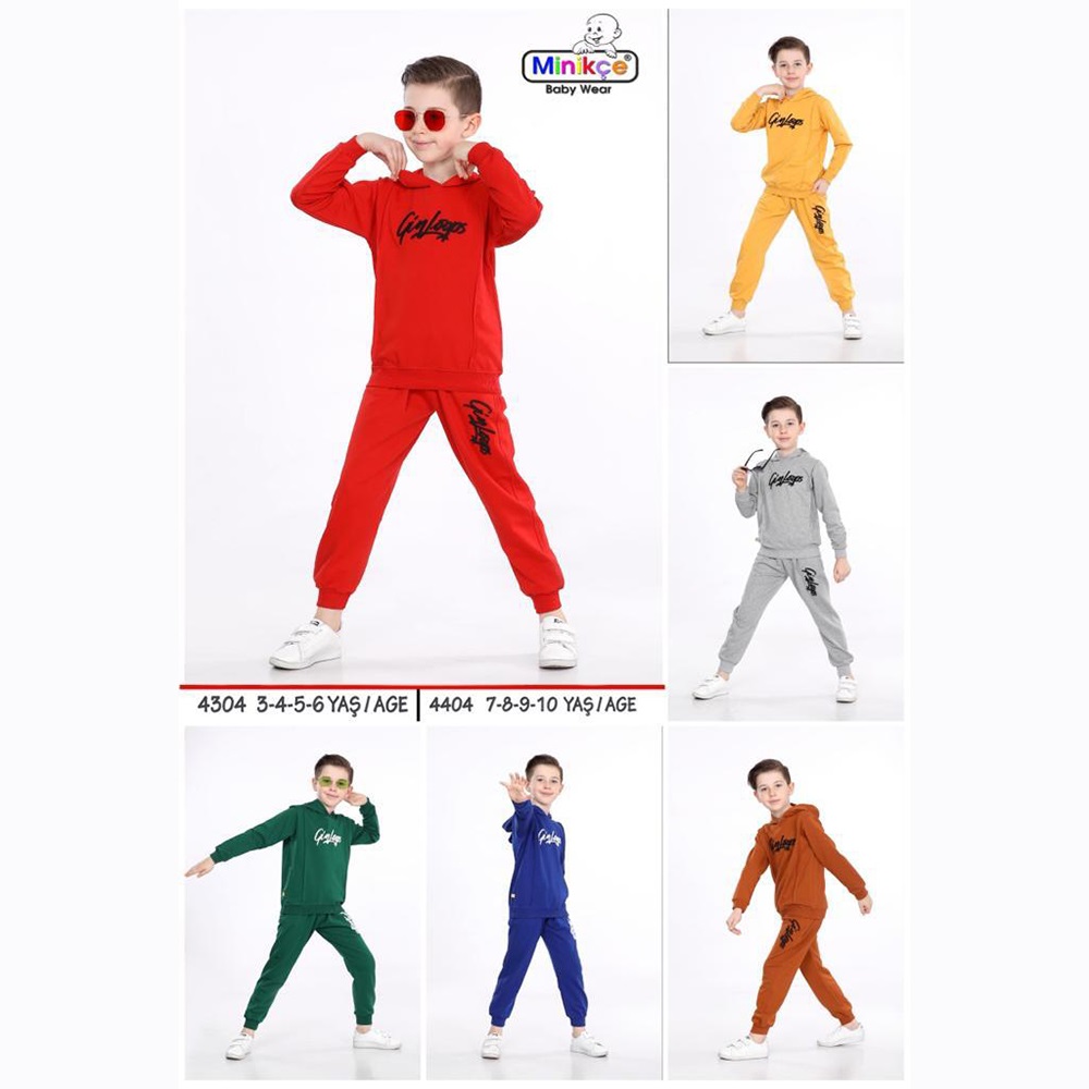 Minikçe 4304 Çocuk Penye G Lops Nakışlı Takım 3-6 Yaş