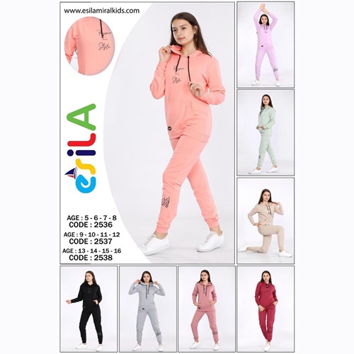 Esila 2538 Kız Penye Kapşonlu Hyper Free Style Baskılı Takım 13-16 Yaş - Lila
