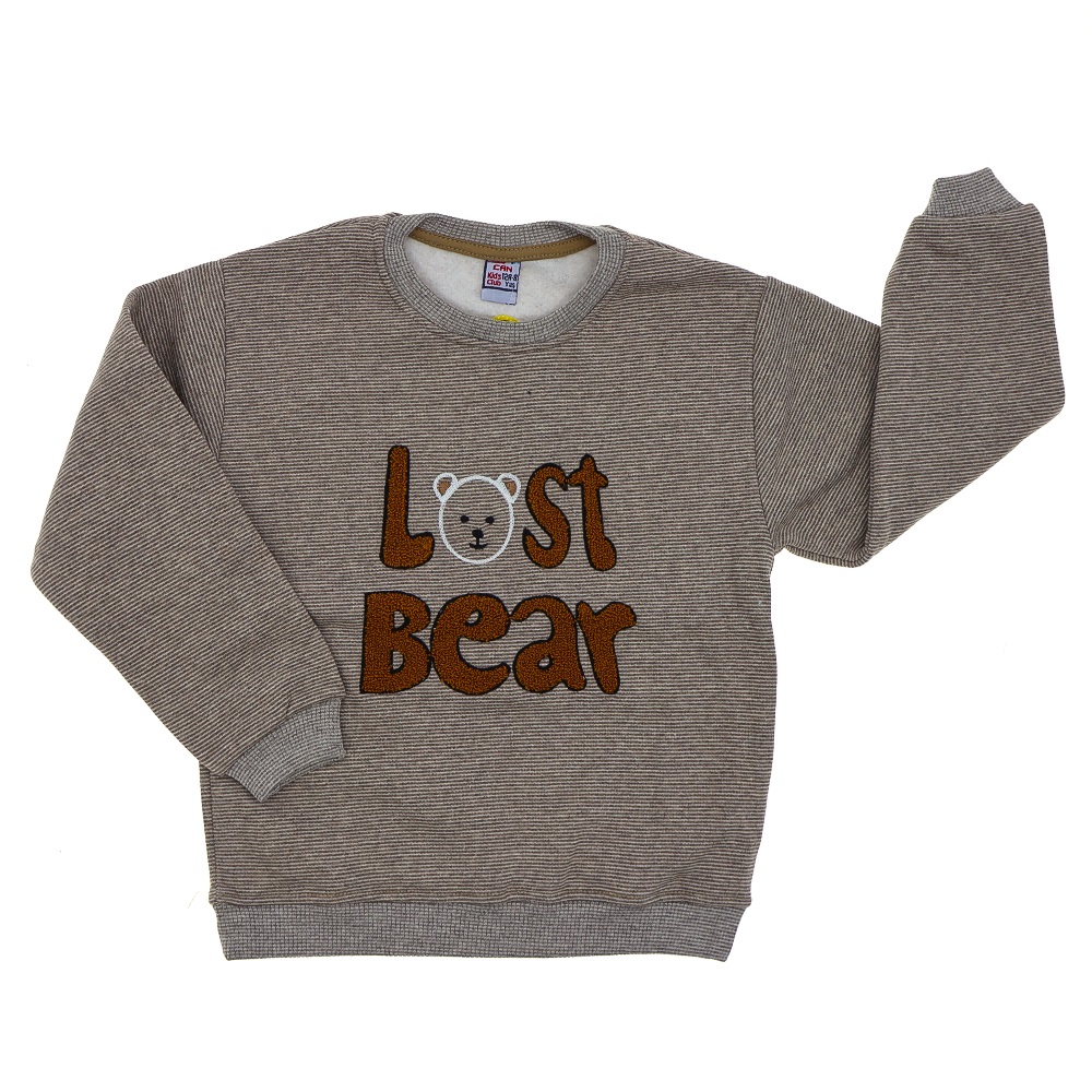 Keskincan Erkek Çocuk Çizgili Lost Bear Nakışlı 3 İplik Sweat 8-12 Yaş