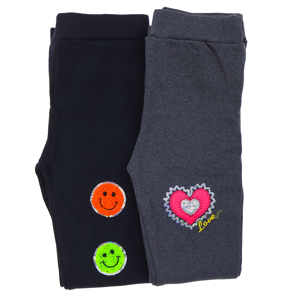 Meleğim 27941 Kız Çocuk Pullu Çiçek Nakışlı Tayt 5-8 -9-12 Yaş - Lacivert