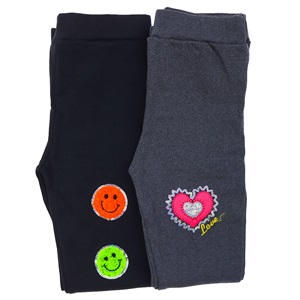 Meleğim 27941 Kız Çocuk Pullu Çiçek Nakışlı Tayt 5-8 -9-12 Yaş - Lacivert