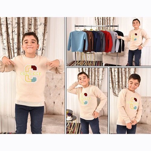 Kardeşler Lıfe Erkek Çocuk 3 İp College Nakışlı Sweat 5-8 Yaş - Gri - 5-6-7-8 YAŞ