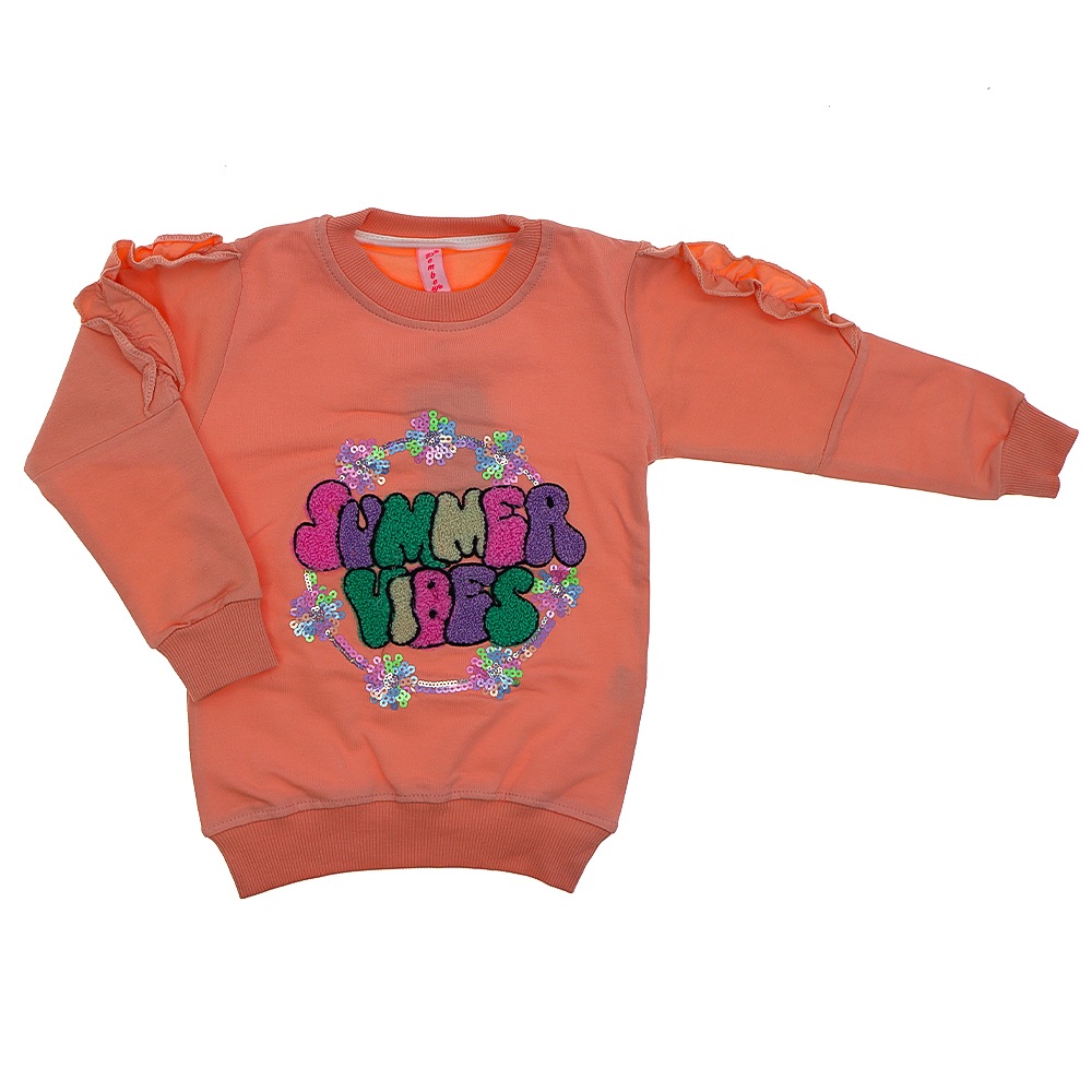 Pembe 1617 Kız Çocuk Kol Büzgülü Sumemr Vibes Nak Penye Sweat 1-4 Yaş - Sarı - 1-2-3-4 YAŞ