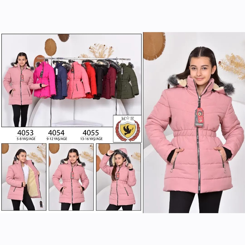 Hemam 4055 Kız Model Çocuk Keten Mont 13-16 Yaş - Pudra