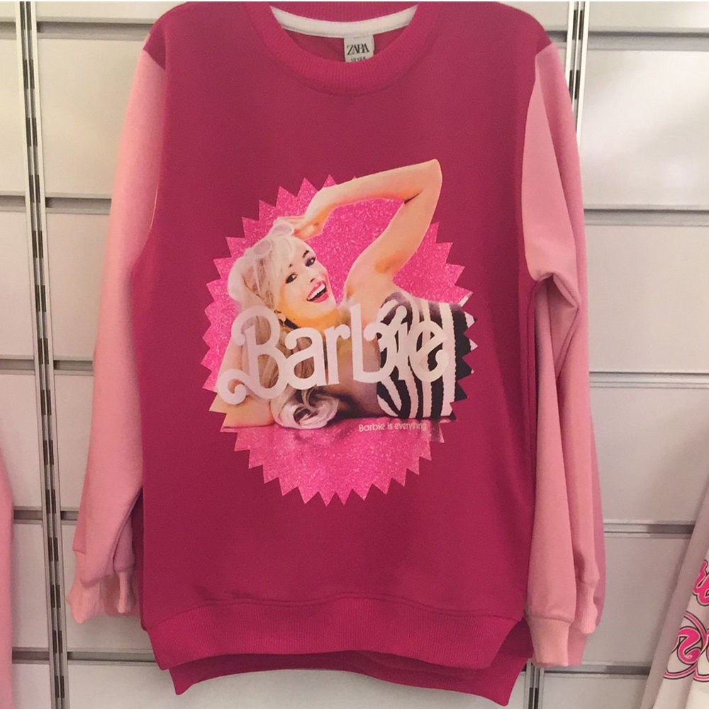 Barbie 8090 Kız Çocuk 2 İp Barbie Baskılı Sıfır Yaka Sweat 5-8 Yaş