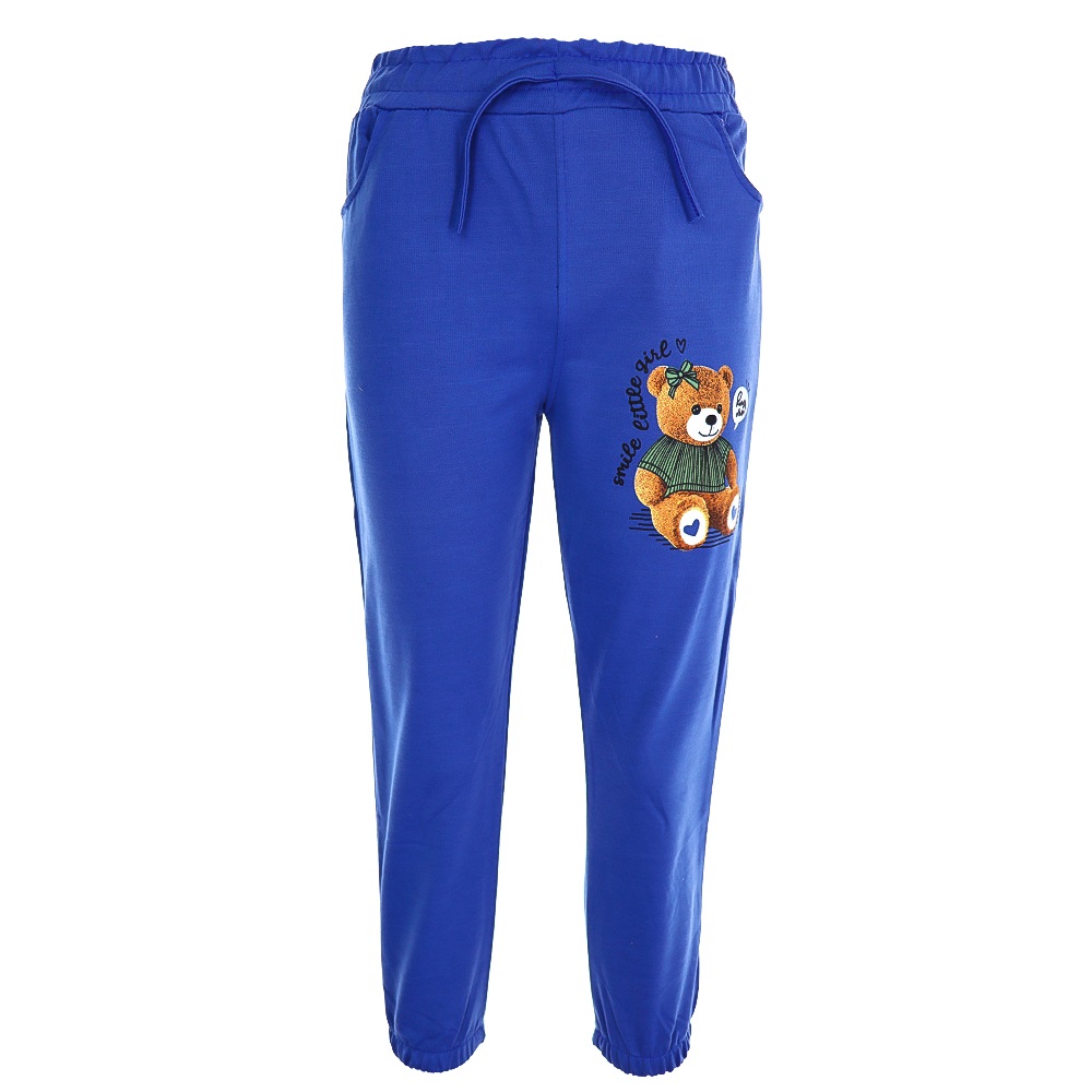 Tonbix 1310 Kız Çocuk Ayıcık Baskılı 2 İp Eşofman Alt 8-12 Yaş - İndigo - 8-12 YAŞ