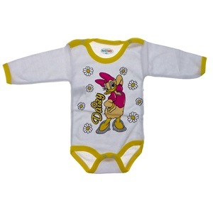 Burtaç Bebe 0074 Bebe Daisy Duck Baskılı Likralı Penye Uzun Kol Çıtçıtlı Badi 9-18 Ay(92-98-104)