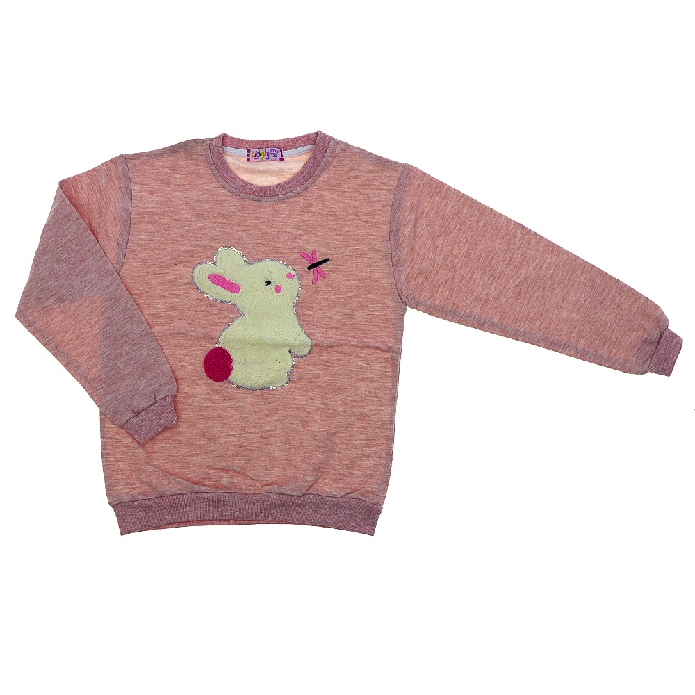 Cicigiy Kız Çocuk 1006 Tavşan Nakışlı Pullu 3 İplik Melaj Sweat 8-12 Yaş