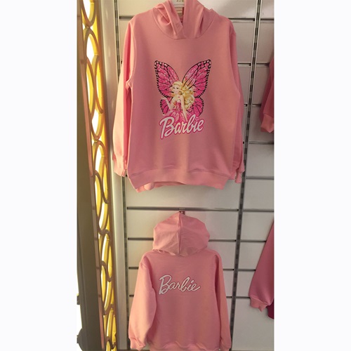 Barbie 8089 Kız Çocuk 2 İp Penye Kanatlı Barbie Baskılı Kapşonlu Sweat 5-8 Yaş - Siyah