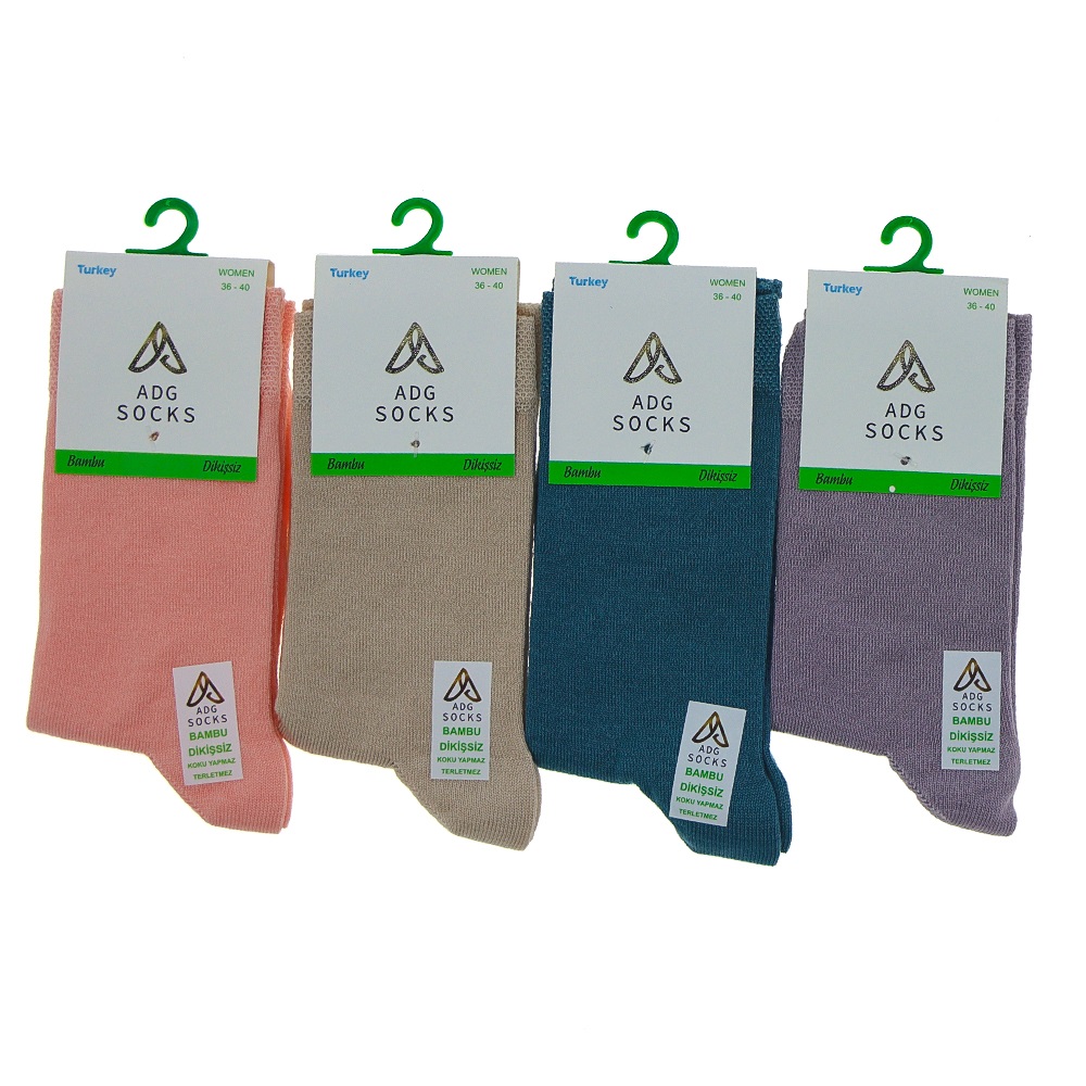 Adg 0013 Bayan Bambu Dikişsiz Likralı Desenli Soket Çorap