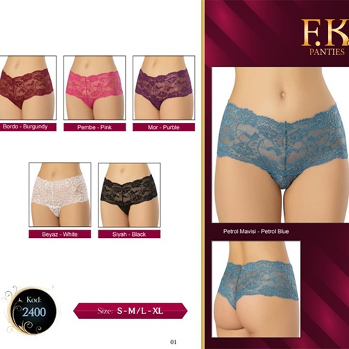 F-K 2400 Bayan Dantelli Külot - Bordo - S-M -L-XL