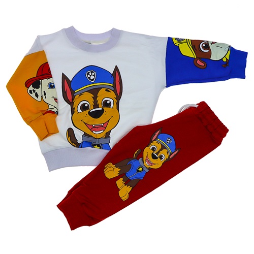 Zara Tintini 7022 Erkek Çocuk Penye Paw Petrol Köpek Baskılı Takım 2-8 Yaş - Beyaz