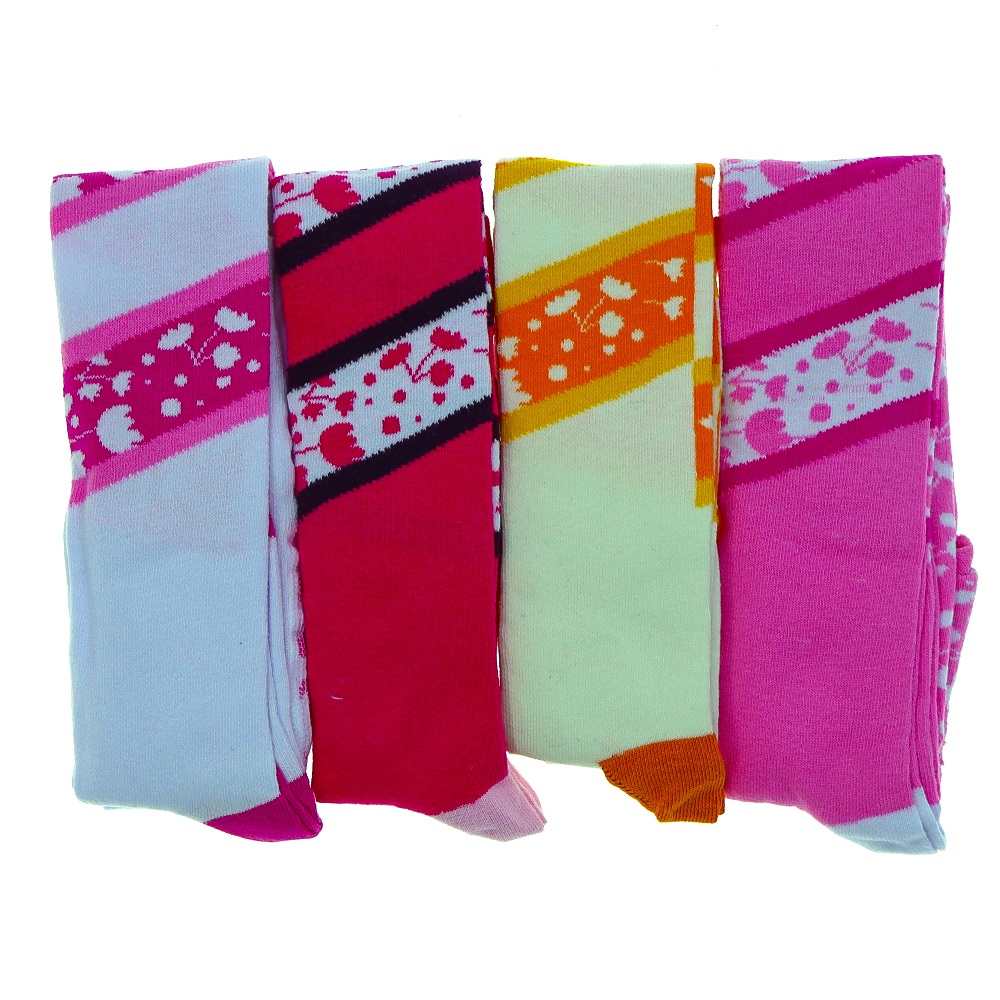 First Kız Çocuk Desenli Likralı Külotlu Çorap- Karışık Renk